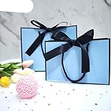 Pretty Pink Gift Bag Gift Box Ornament Pyjama Book Black Handle With Ribbon Paper Box Bag Kraft Packaging-Blue,10pcs,43x32x14cm
