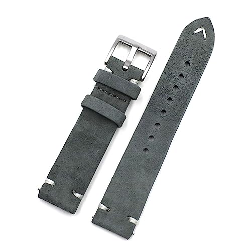 PAKMEZ Wildleder Leder Uhren Band 18-24mm Schnellveröffentlichung Ersatzuhr-Gurt, Grau, 18mm