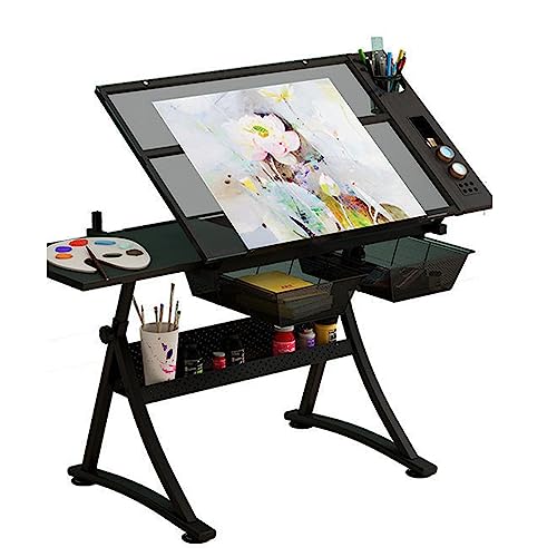 Drawing Pattern Art Drawing Designer-Schreibtisch, Art Drawing Desk, anhebbarer Mal- und Kalligraphieschreibtisch, Werkbanktisch, Schwarz