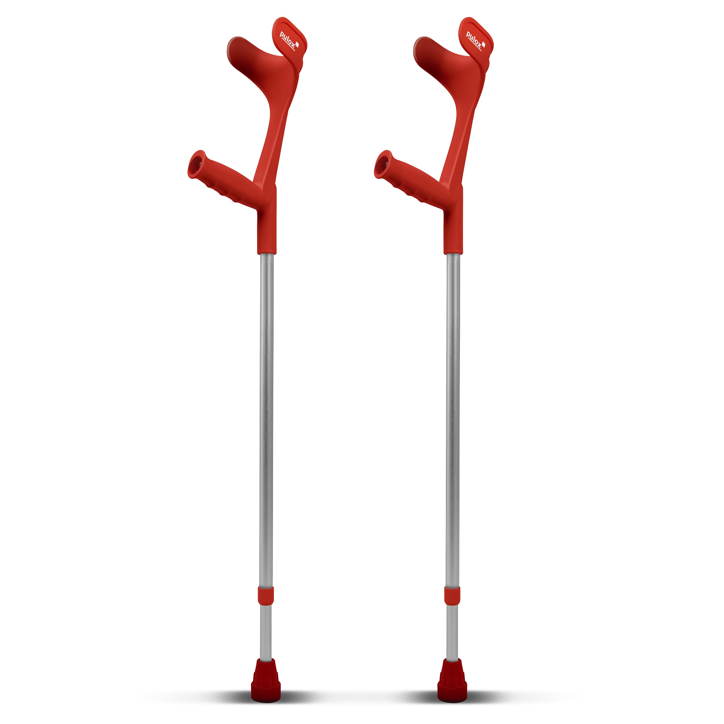 Krücken Rot Paar Klassiker 140 Kg Unterarmgehstütze von Ossenberg mit Ergo Softgriff Gehhilfe Pulox-Design