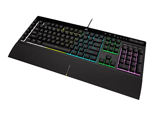 Corsair K55 RGB PRO Gaming Tastatur mit Membran-Tasten, RGB Dynamische Hintergrundbeleuchtung, 6 Makro-Tasten mit Integration Elgato Software, Staub- und Auslauffestigkeit, QWERTY, Schwarz