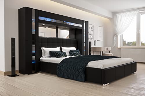 Furnitech Panama 14 Schlafzimmer Komplett Doppelbett Schlafzimmer-Set Bett LED (LED weiß, SP14-21B-M4-1B 160)