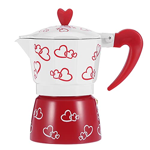 Moka Pot Robuste rote Espresso-Kaffeetasse, leichte Kaffeemaschine, S/L-Cappuccino für die Latte-Herstellung im Home Office(Red Heart Large)
