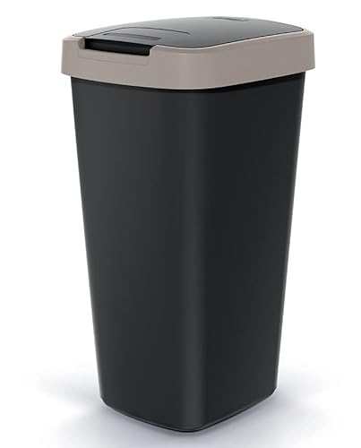 Mülleimer Müllbehälter Abfalleimer Biomülleimer mit Deckel Abfallsammler Mülltonne 61,2 x 39,4 x 29,8cm Papierkorb Schwingeimer (Braun 45L)