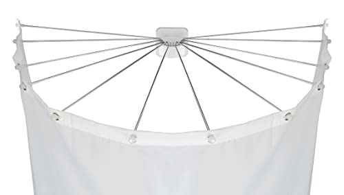 WENKO Duschschirm mit 12 Armen - Duschspinne, Duschvorhanghalter, Kunststoff (ABS), 96 x 10.5 x 72 cm, Weiß
