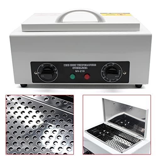 Sterilisator Für Instrumente 300W Heißluftsterilisator Einstellbar 50-220℃ Trockene Hitze Sterilisator Hochtemperatur Desinfektion für Kosmetik Nagel Fußpflege (1,5L)