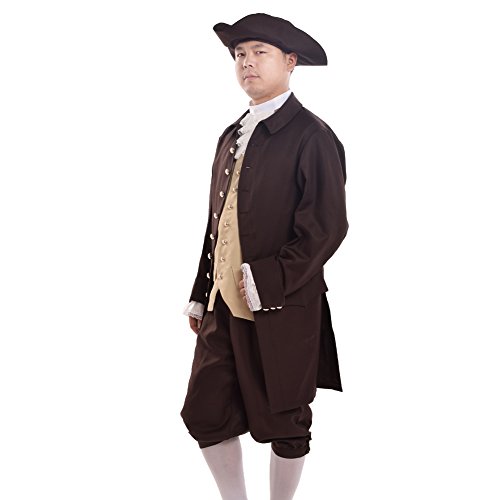 BLESSUME Jahrgang Männer Rokoko Cosplay Anzüge Kolonialen Revolution Kostüm Uniform Outfit (L, Braun)