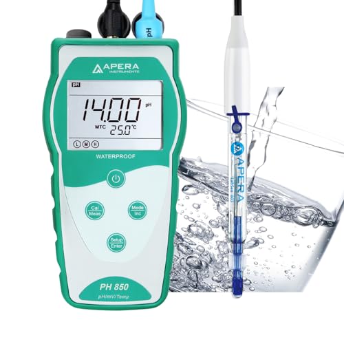 Apera Instruments PH850-PW Tragbares pH-Messgerät zum Messen von gereinigtem Wasser (Reines/Destilliertes/Deionisiertes Wasser), ausgestattet mit der LabSen 803 Elektrode (pH-Messbereich: 0 bis 14,00)