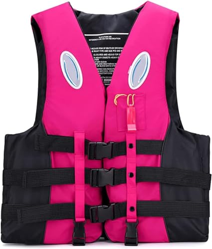 GYCF Auftriebsweste Neopren Rettungsweste,Atmungsaktiv Schwimmweste Schwimmhilfe mit Verstellbarem Sicherheits-Schrittgurt für Wassersport Kanu Wakeboard,Rosa,L