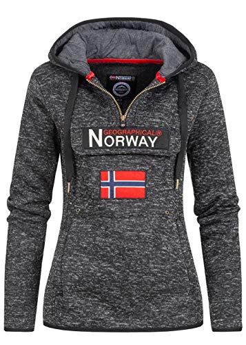 Geographical Norway UPCLASSICA Lady - Damen Sweatshirt Hoody Taschen Fleece - Damen Sweatshirt Langarm-Pullover Winter - Hoodie Jacke Tops Sport Kapuzen Hoodies (SCHWARZ M)
