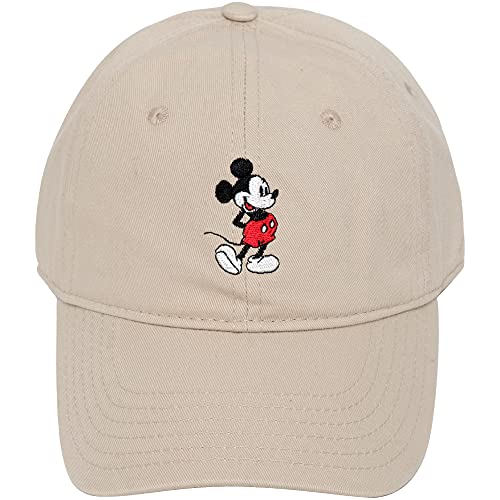 Concept One Unisex-Erwachsene Disney's Mickey Mouse Mütze Bestickt, Baumwolle, verstellbar, mit gebogener Krempe Baseballkappe, Khaki, Einheitsgröße