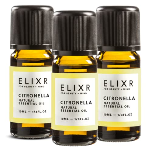 ELIXR – Citronella Öl für Duftlampen, Diffusor & Aromatherapie – 100% naturreines ätherisches Öl aus ausgewählten Zitronengräsern – schonend in Deutschland hergestellt (3x 10 ml)