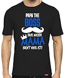 HARIZ Herren T-Shirt Papa Collection 36 Designs Wählbar Schwarz Vatertag Weihnachten Männer Geschenk Karte Urkunde Papa36 Papa The Boss 4XL