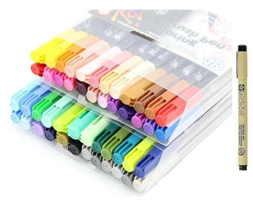 Manga-Sakura Koi Coloring Brush Stifte auf Wasserbasis, feine Spitze, Kunststoff, Bürste, Stifte Set (2 x 24) 48. Hergestellt in Japan