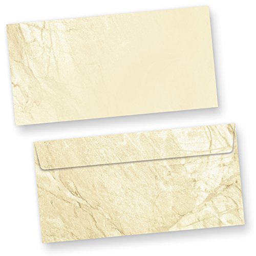 Briefumschläge Marmor (500 Stück o.F.) DIN lang Umschlag mit braun marmoriertem Hintergrund