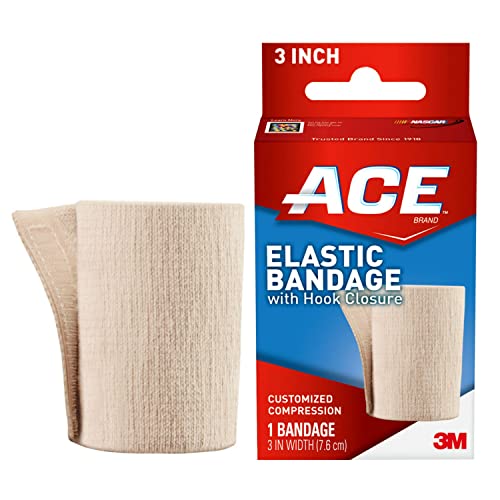 ACE 7,6 cm elastische Bandage mit Hakenverschluss, beige, ohne Clips, ideal für Ellenbogen, Knöchel, Knie und mehr, 2 Stück