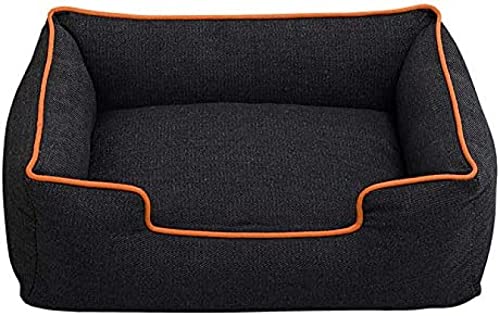 POUR Modisches, Modernes Haustierbett Im Schwarzen Stil, Hundebett – Hundekorb, Bequemes Hundesofa, Gemütliches Haustierbett Im Schlafzimmer, Wohnzimmer Und Flur,Orange,Mittel,Friendly321