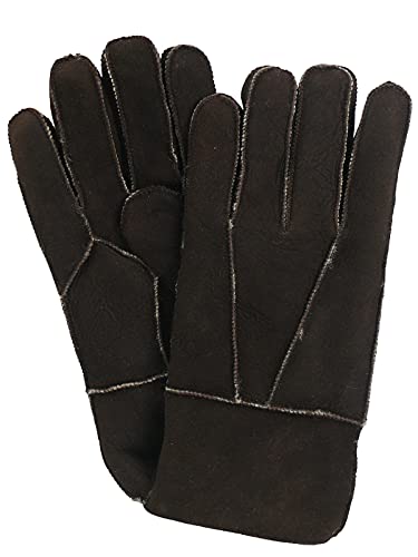 Harrys-Collection Damen Herren Handschuh aus Echtem Lammfell, Farben:dunkelbraun, Handschuhgröße:L
