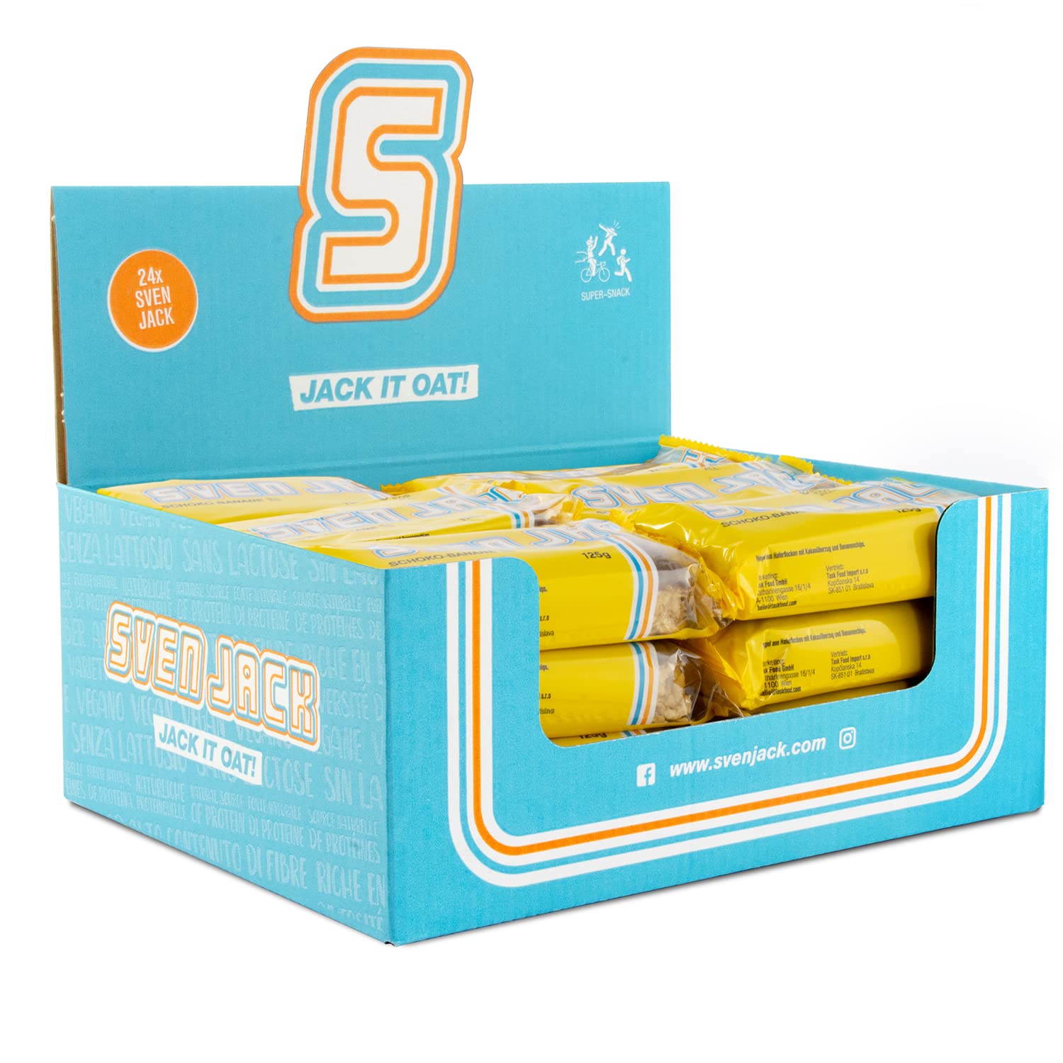 Sven Jack (Energy Cake) – Schoko-Banane 24x 125g (3kg) - Haferflocken Riegel mit langkettigen Kohlenhydraten, weniger Zucker & einzigartigem Geschmack – original Fitness Snack & Oat Meal Snack