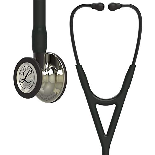 3M Littmann 6179 Cardiology IV Stethoskop, champagnerfarbenes Bruststück, schwarzer Schlauch, Schlauchanschluss und Ohrbügel, 69 cm, Rauchfarben