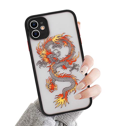Seafirst Kompatibel mit iPhone 11 Hülle, Mode Tier Drachen Cartoon Muster Transparent Matte PC Back 3D Anti-Fall Schutzhülle für iPhone 11-Orange