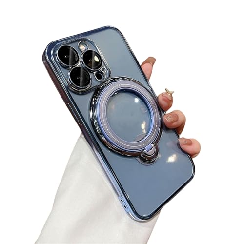 XYMJT Handyhülle Hülle Für iPhone 11 12 13 14 15 Pro Max Transparent Ringhalterung Stoßstange-Für iPhone 13-Himmelblau