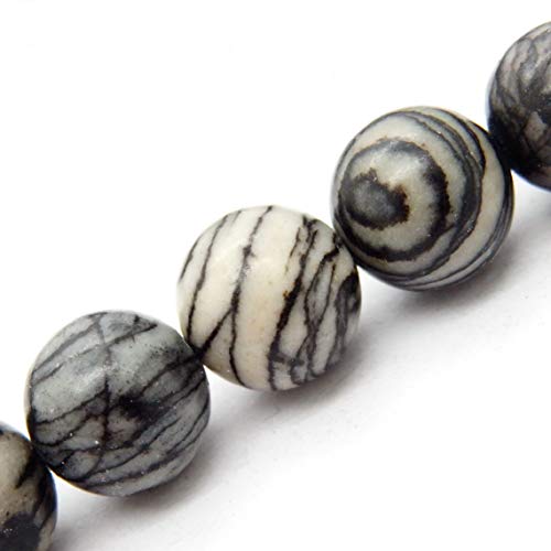 Fukugems Naturstein perlen für schmuckherstellung, verkauft pro Bag 5 Stränge Innen, Black Net Jasper 8mm