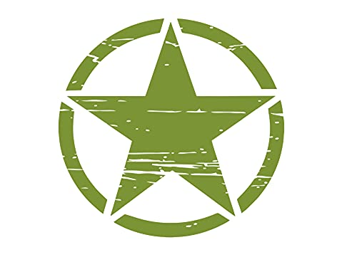 Auto Aufkleber ARMY Militär Stern Sticker Wandtattoo Wandaufkleber USA Star Armee Amerika (M 50cm x 50cm, Olive-Green)