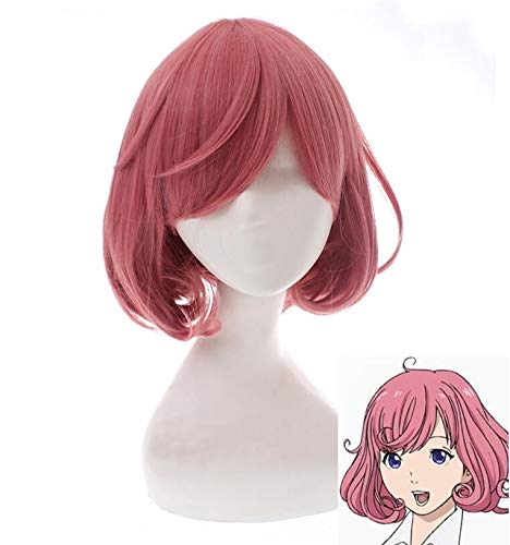 Anime Noragami Ebisu Kofuku Cosplay Wig Curly Pink Short Heat Resistant Synthetic Hair Wigs + Wig Cap