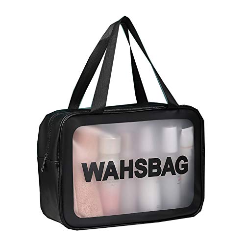 Translucent Cosmetic Bag, Large Capacity PVC Frosted Portable Portable Waterproof Transparent Travel Large Storage (Large 30 * 12 * 21cm,2)