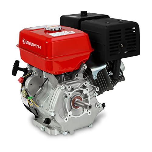 EBERTH 13 PS 9,56 kW Benzinmotor Standmotor Kartmotor Antriebsmotor Austauschmotor (25 mm Ø Welle, P-Shaft, Ölmangelsicherung, 1 Zylinder Benzinmotor, 4-Takt, luftgekühlt, Seilzugstart) rot