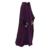 Muslimische einfarbige lose einteilige Gebetskleid volle Abdeckung mit Kapuze islamischer Abaya Kaftan mit Hijab konservative Kleidung Gebetskleid Ramadan, violett, Einheitsgröße