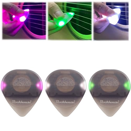 Beat Picks - Beatpicks Light up Guitar Pick, Dazzling Colourful Illuminated Guitar Plectrum - Auto LED Glowing Pick for Enhanced Stage Performance (Style B,3 Colors)