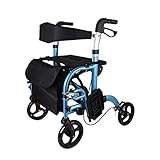Klappbarer Rollator mit gepolsterter Armlehne und Sitz, rollende Mobilitätsgehhilfe mit Rückenlehne, Walker-Einkaufswagen für ältere Menschen, Senioren und Erwachsene. Interessant