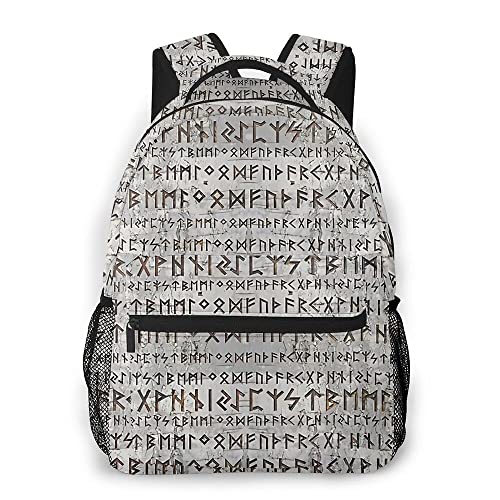 3D Druck Wikinger Rucksack für Männer, Nordische Mythologie Reisetasche Schultasche Jungen Mädchen Mode Computer Tasche,Viking Rune,One Size