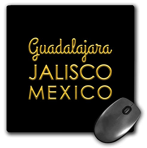 3dRose - Guadalajara, Jalisco, Mexiko, gelber Text auf schwarzem Talisman, Charm - Mauspad - (mp-322843-1)