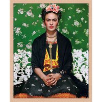 Digitaldruck »Frida Kahlo, Vogue Magazin«, Rahmen: Buchenholz, natur