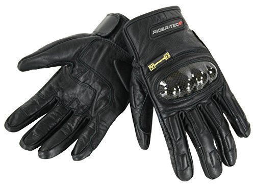 Rider-tec Handschuhe Motorrad Leder postgeprüft rt-4133-b, schwarz, Größe M