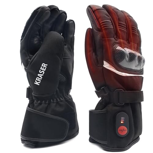 KRASER KRGS28-XL Beheizte Handschuhe für Motorrad Ski Snow, Elektrisch Thermal 2200mAh Lithium 7,4 V Heizung Warme Hände Winterschutz Isolierung wasserdichte Akkus, Unisex Größe XL