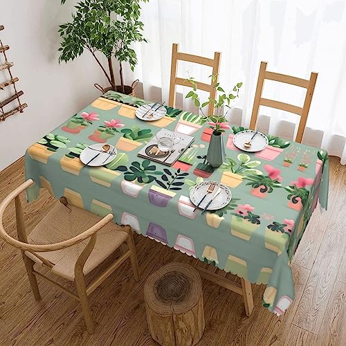GerRit Rechteckige Tischdecke mit Bonsai-Pflanze, waschbar, Polyester-Stoff, geeignet für den Innen- und Außenbereich, 183 x 137 cm