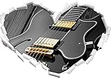 KAIASH 3D Wandsticker Elegante E Gitarre schwarz weiß Herzform im 3D Look Wand oder Türaufkleber Wandsticker Wandtattoo Wanddekoration 92x64cm