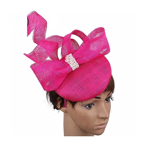 Sinamay Fascinator-Hut, Haarschmuck for Damen, Hochzeit, Millinery, Derby-Hüte, Stirnbänder, Kopfbedeckung (Color : Rose, Size : 1)