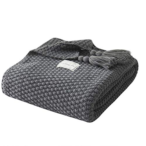 UnvfRg Nordic Handgemachte Strickdecke Fashion Schal Decke Weiche Überwürfe für Sofa Bett Überwurf Decken, grau, 130x170cm