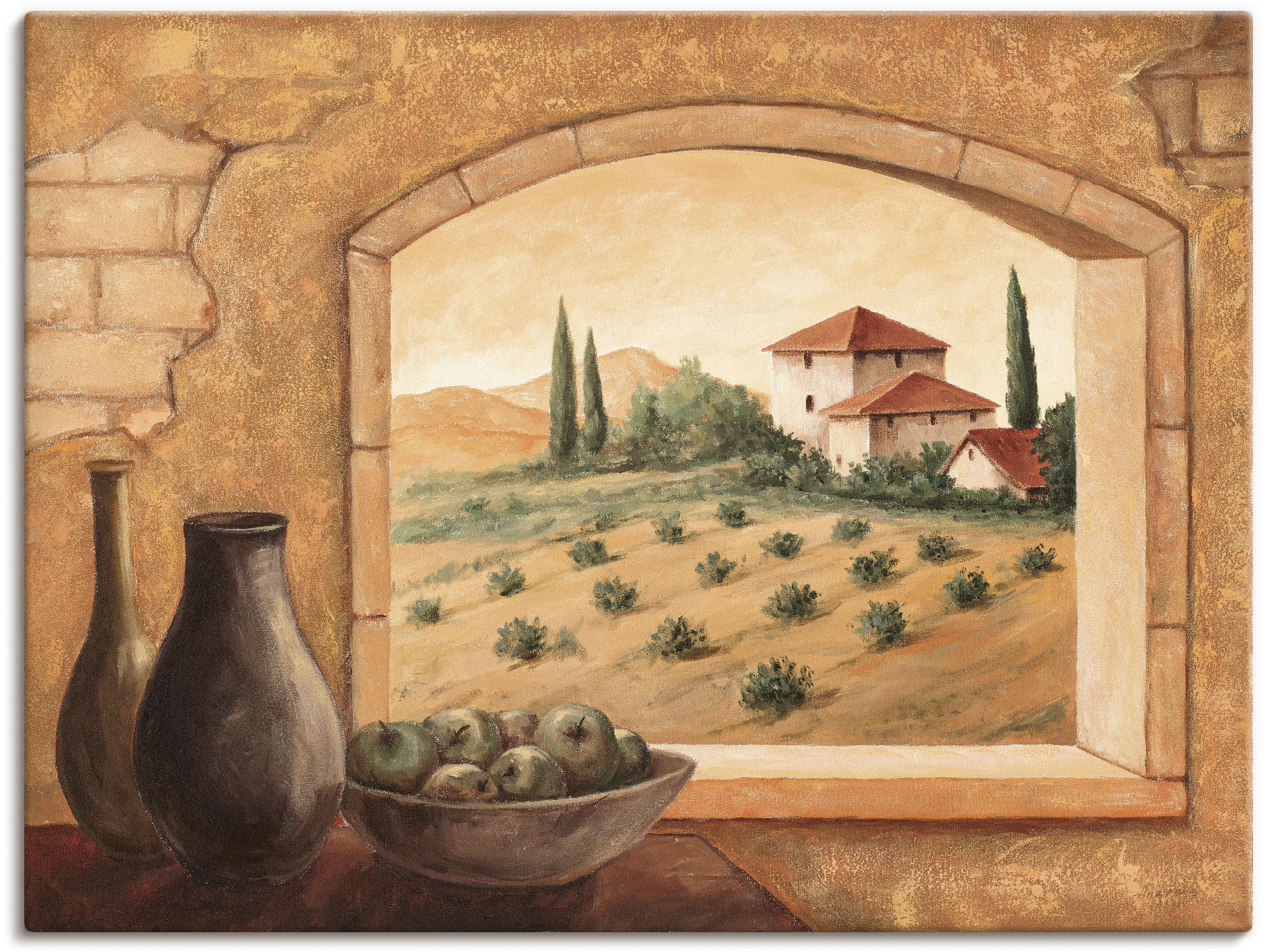 Artland Wandbild "Toskana", Fensterblick, (1 St.)