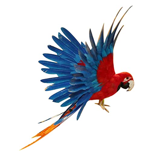 Baoblaze Künstliche Vögel Fliegen Papagei Gartenfigur Zaunfigur Wanddeko Gartendeko Sommerdeko Baumdeko - 15,7 Zoll Rot und Blau
