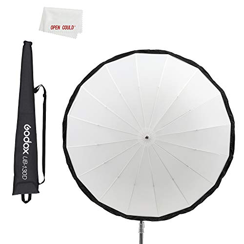 Godox UB-130D 51in 130cm White Parabolic Reflective Transparent Soft Umbrella Studio Light Umbrella with Black Silver Diffuser Cover (UB-130D)