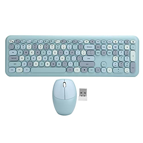 Tastatur-Maus-Set, 2,4 G Wireless 110 Tasten Tastatur-Maus Flexibles Tippen, 10 M Fern 1 Mbit/s Hochgeschwindigkeits-Computer(666 Blue Mixed Color Wireless Suit)
