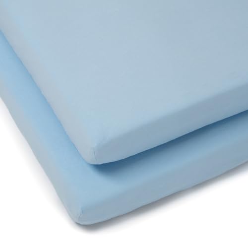 Clair de Lune Bettlaken Baumwolle Jersey Spannbettlaken für Kinderbett Blatt (2 Stück, blau)