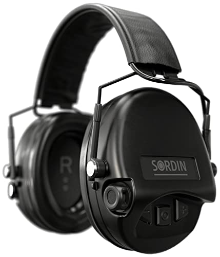 Sordin Supreme MIL SFA Gehörschutz - aktiver Militär-Gehörschützer - 26-32 dB SNR dank Dämmungs-Ring - schwarze Kapseln