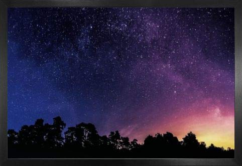 1art1 Sternenhimmel Poster und MDF-Rahmen - Sternenklarer Nacht-Himmel (91 x 61cm)